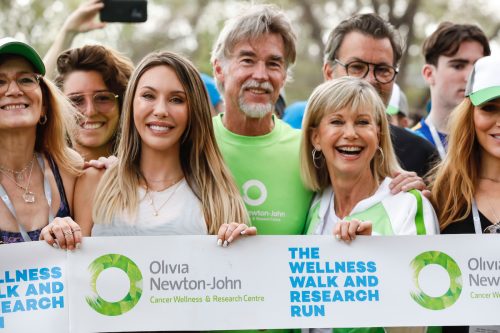 Chloe Lattanzi, John Easterling, and Olivia Newton-John at the Olivia Newton-John Wellness Walk and Research Run in 2019