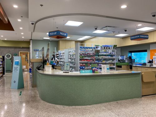 The pharmacy counter at a Publix grocery store in Orlando, Florida.