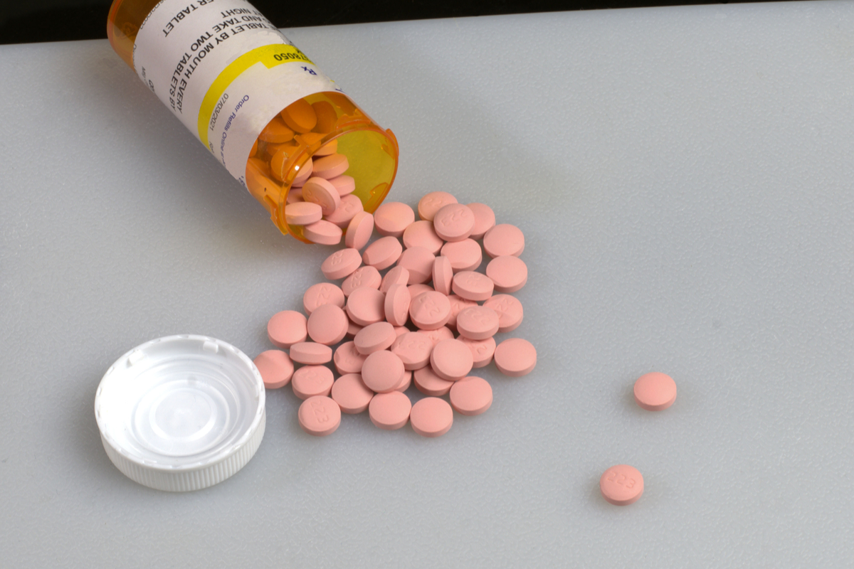 Spilled prescription bottle of Lithium pills