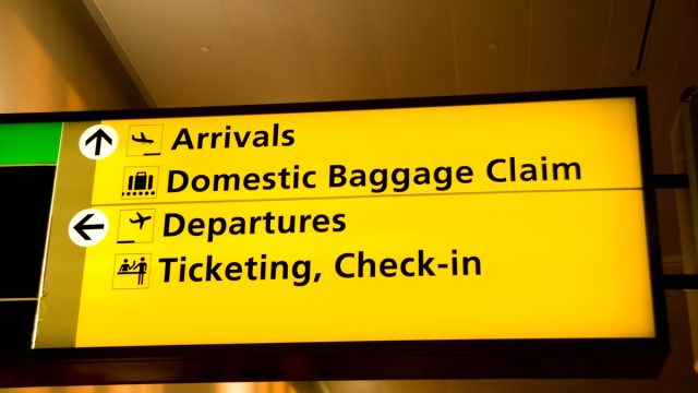 domestic flight sign