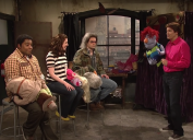 Kenan Thompson, Vanessa Bayer, Bill Hader, and Seth MacFarlane on "Saturday Night Live" in 2012
