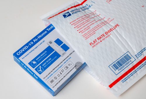 Delivery of federally provided home test for Covid-19 with US Postal Service envelope