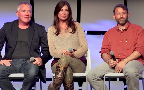 Anthony Michael Hall, Kelly LeBrock, and Ilan Mitchell-Smith at Awesome Con 2019
