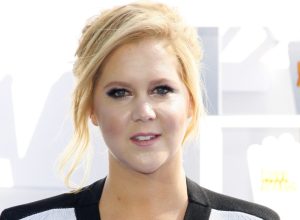 amy schumer in a black and white dress