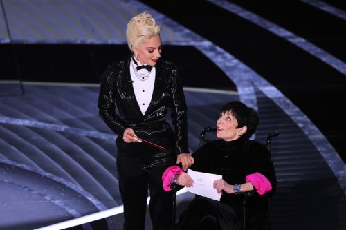 Lady Gaga and Liza Minnelli on stage at the 2022 Oscars
