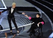 Lady Gaga and Liza Minnelli on stage at the 2022 Oscars