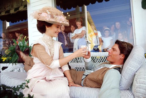 Jane Seymour and Christopher Reeve on the set of "Somewhere in Time"