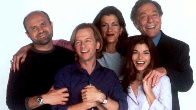The cast of "Just Shoot Me!" in a promotional photo