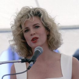 Kim Basinger receiving a star on the Hollywood Walk of Fame in 1992