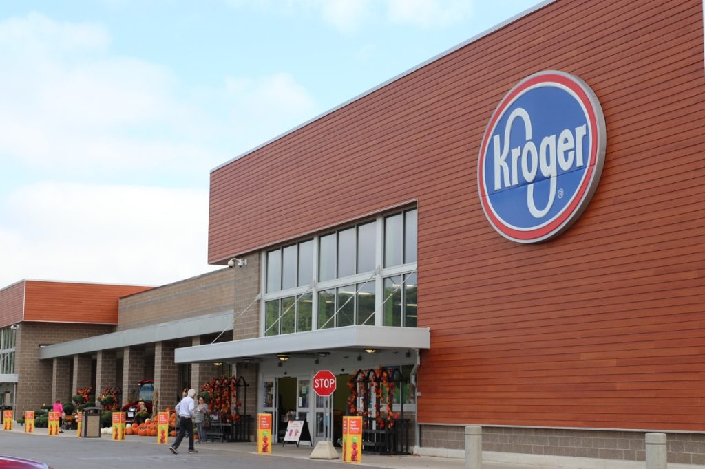 kroger store front with customers