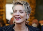 Sharon Stone at the Dolce & Gabbana boutique during Milan Fashion Week in February 2022