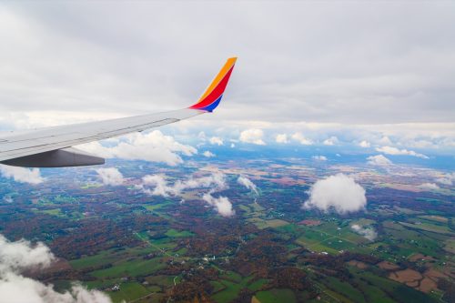 wing of a southwest airplane in flight