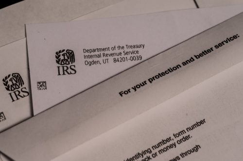 IRS penalty notice letterhead and return envelop