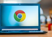 Google Chrome logo on a laptop