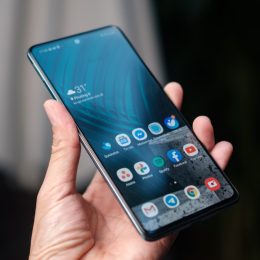 person holding Android smartphone