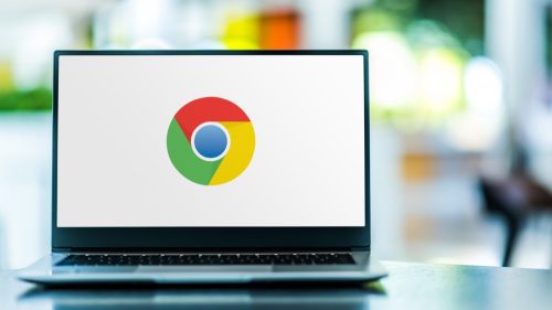 laptop with Google Chrome logo