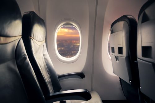 Airplane Interior with a Window Seat