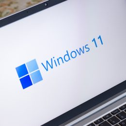 windows 11 logo on laptop screen