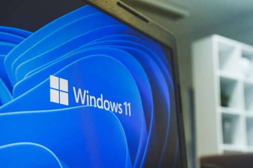 Windows 11 logo on laptop
