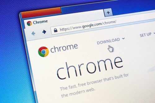 Page d'accueil de Google Chrome sur un écran d'ordinateur