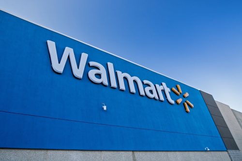 Walmart logo and lettering on a retail location