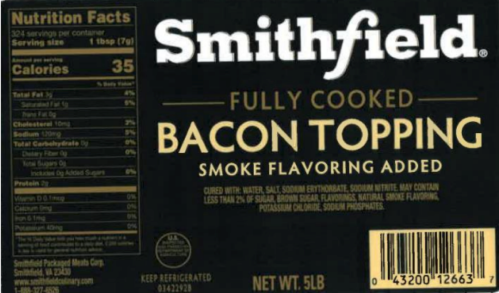 recalled smithfield cooked bacon