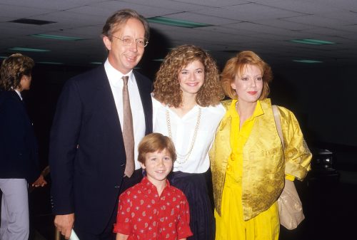 Max Wright, Andrea Elson, Anne Schedeen, and Benji Gregory at the NBC Television Affiliates Party in 1987