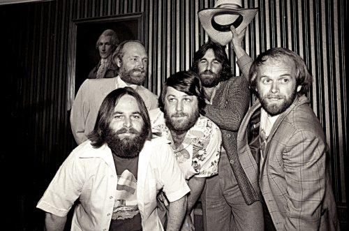 The Beach Boys at a press conference in Sydney, Australia in 1978