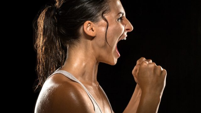 intense woman working out