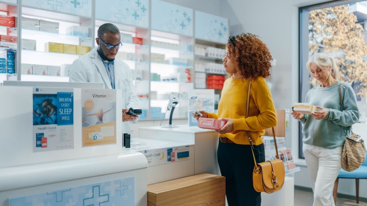 Pharmacy Drugstore Checkout Counter: