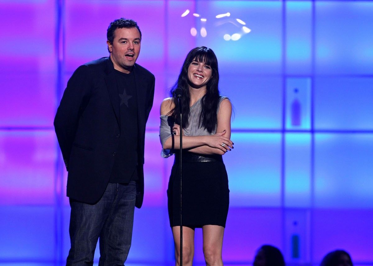 Seth MacFarlane and Selma Blair onstage at the Guys Choice Awards in 2008