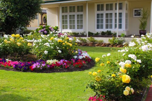 flower beds in front of home