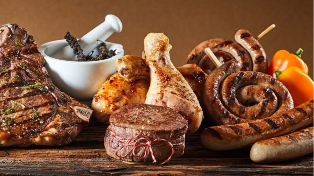 selection of cooked meat products