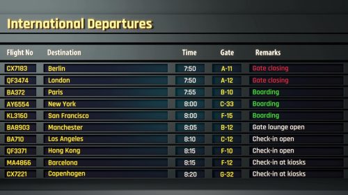 Информације о летовима на аеродрому