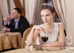 single woman with wine