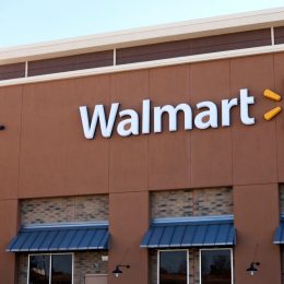 New Walmart store facade featuring their most recent logo."