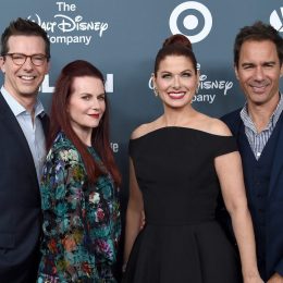 Sean Hayes, Megan Mullally, Debra Messing, and Eric McCormack at the GLSEN Respect Awards in 2018