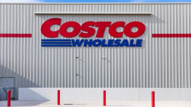 The exterior of a Costco warehouse store