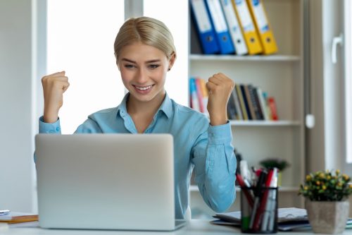 woman excited about job offer