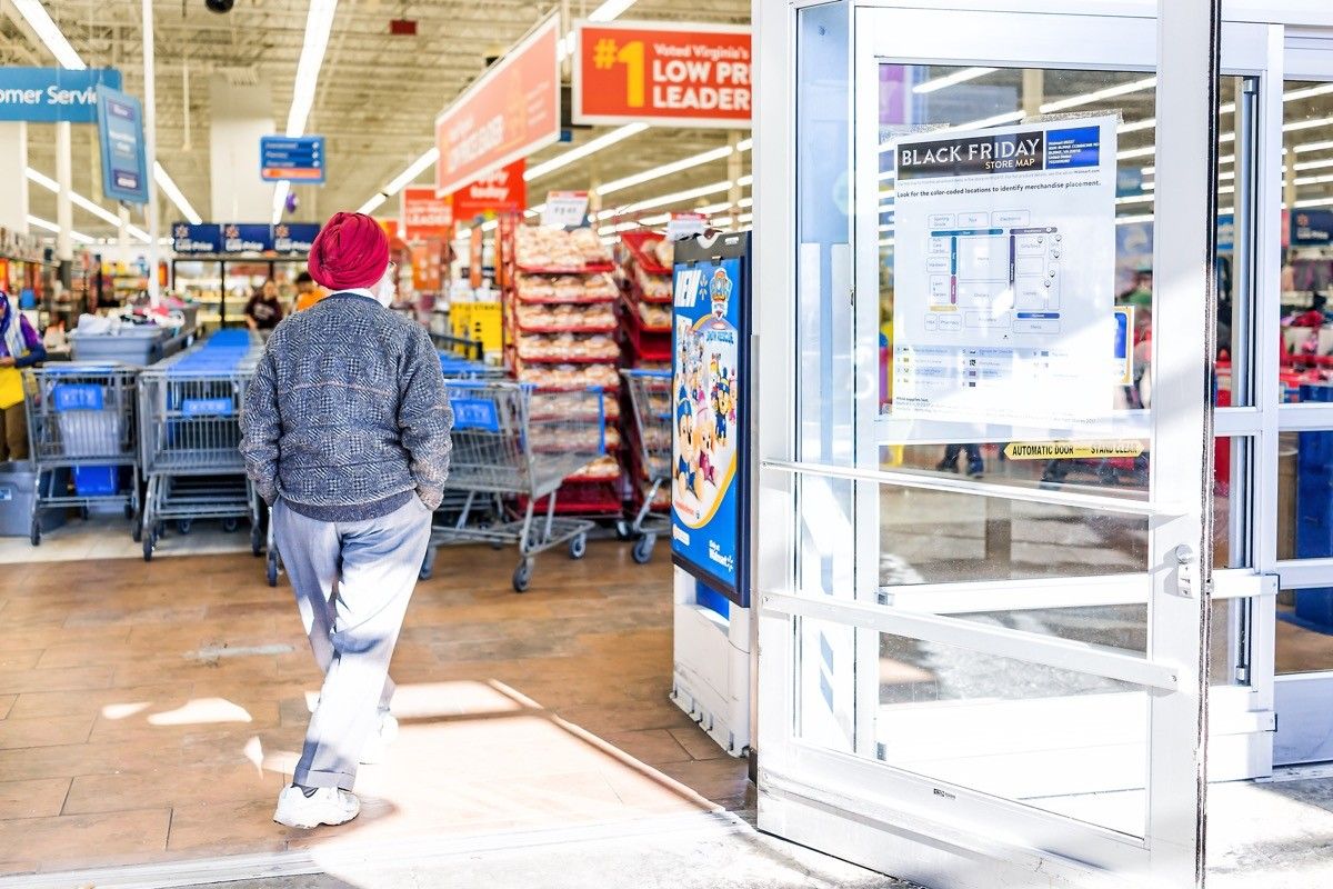 walking into walmart store