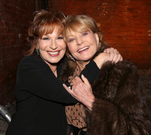 Joy Behar and Barbara Walters backstage after "Me, My Mouth, & I" in 2014