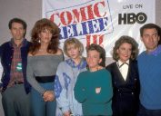 Ed O'Neill, Katey Sagal, Christina Applegate, David Faustino, Amanda Bearse, and David Garrison at Comic Relief III in 1989