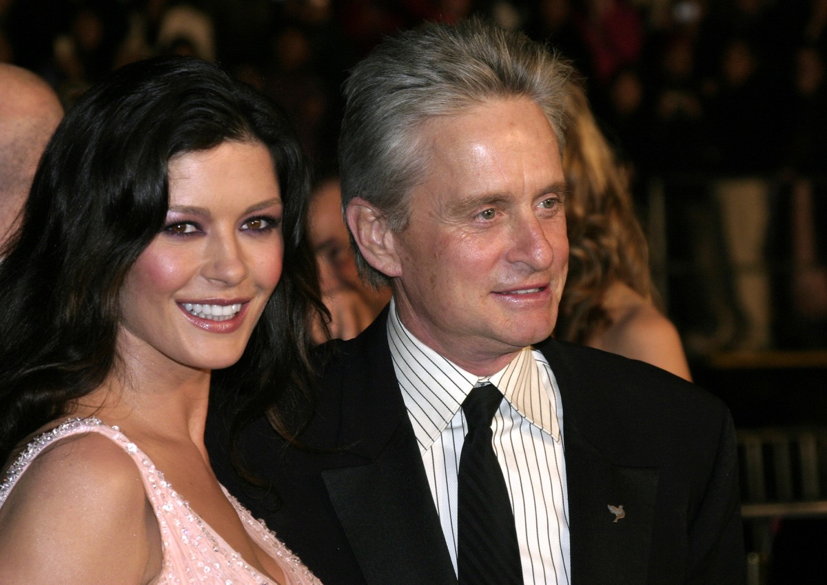 Catherine Zeta-Jones and Michael Douglas at the "Ocean's Twelve" Los Angeles Premiere held at the Grauman's Chinese Theater in Los Angeles, California, United States on December 8, 2004.