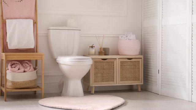 Stylish,Bathroom,Interior,With,Toilet,Bowl,And,Other,Essentials