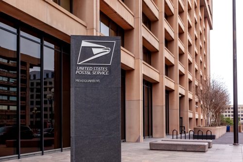 Washington, DC, USA- January 13, 2020: United State Postal Service headquarters in Washington DC. The United States Postal Service is an independent agency of the executive branch of the United States.