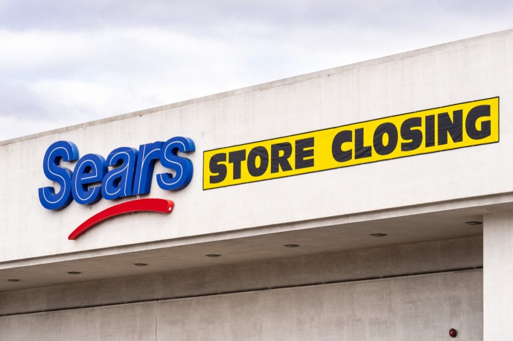 Sears store having its store closing sale; several Sears stores are scheduled to close in the next months as result of the company's reorganization efforts