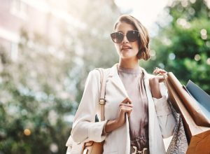 woman shopping in sun glasses