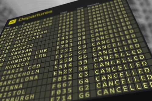 cancelled flights on screen