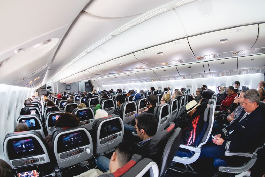 crowded american airlines flight