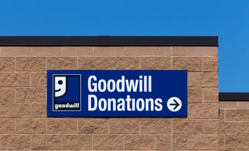 sign for goodwill donations